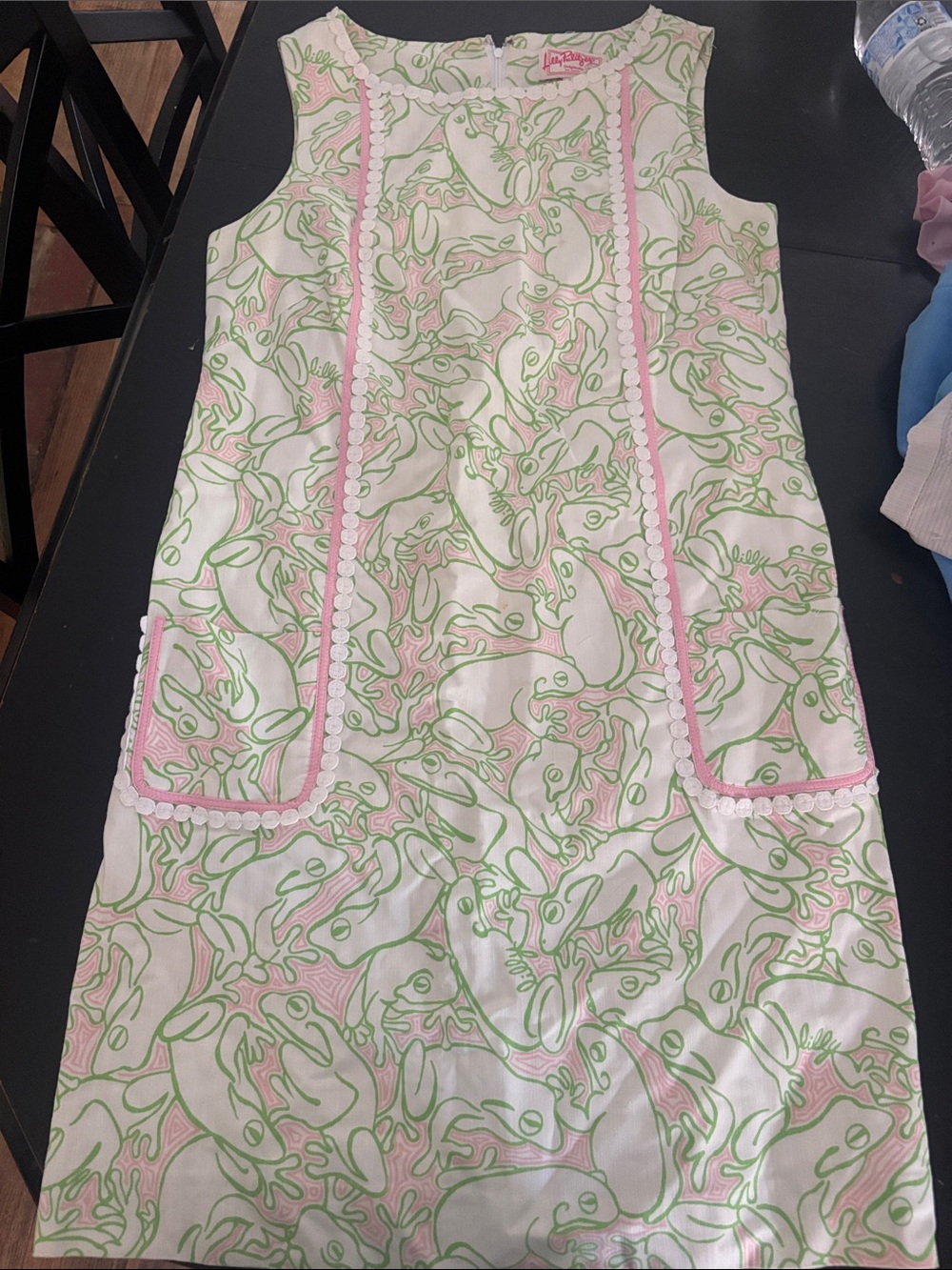 Lilly Pulitzer Pink & Green Lily Pad Print Sleeveless Shift Dress